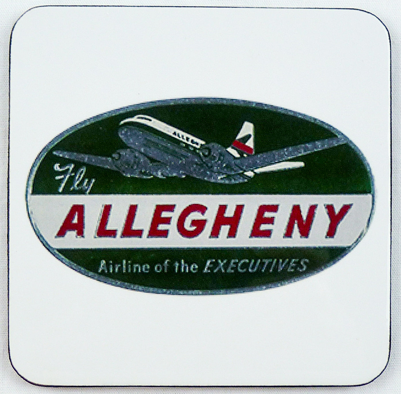 Allegheny Airlines Vintage Baggage Sticker Square Sandstone Coaster