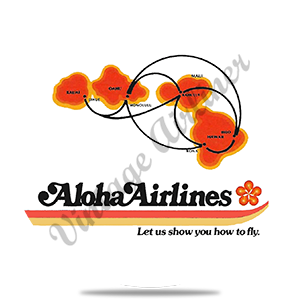 Aloha Airlines Logo and Route Map Round Sandstone Coaster
