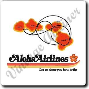 Aloha Airlines Logo and Route Map Square Sandstone Coaster