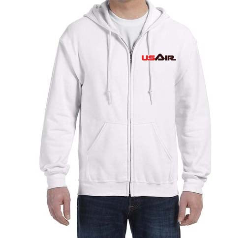 US Air Red Logo (1979-1989) Zipped Hooded Sweatshirt Embroidered