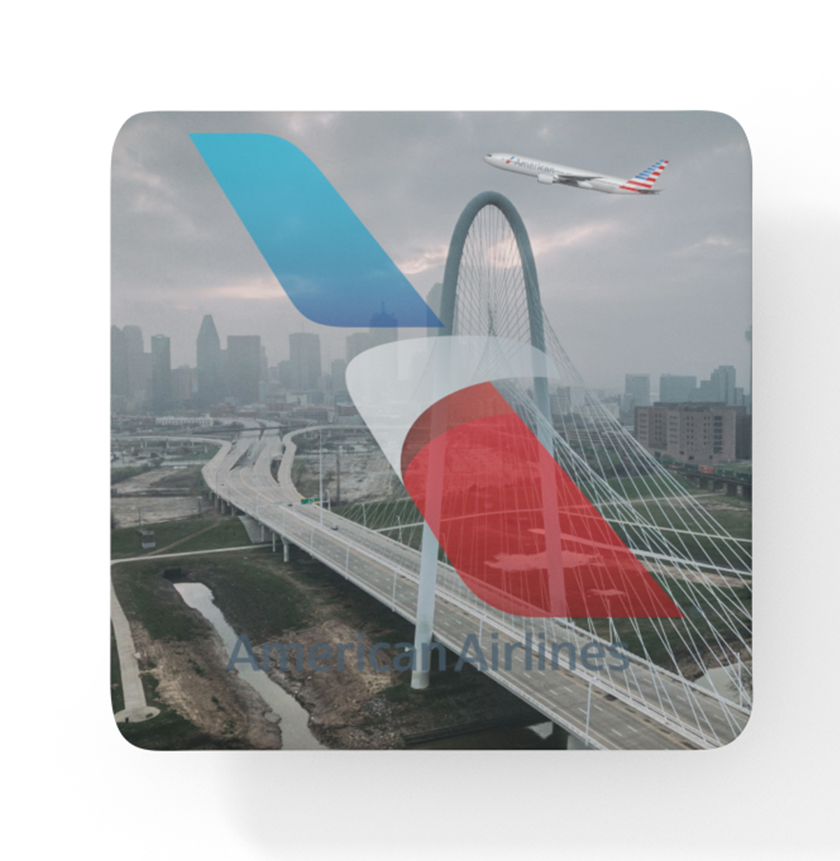 American Airlines - Origin View Of Dallas Texas - Square Sandstone Coaster