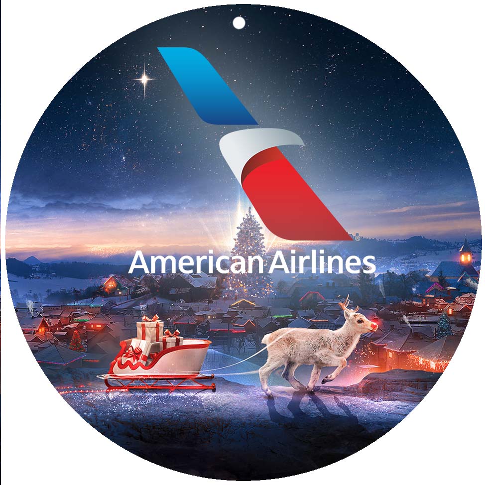 American Airlines North Pole Round Ceramic Ornaments