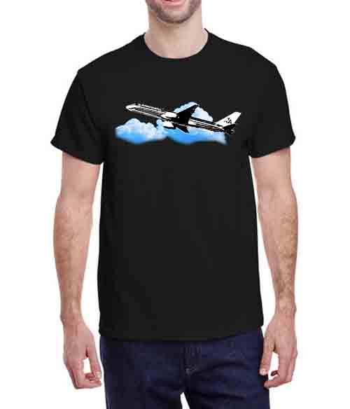 American 757 Sketch - Unisex Softstyle Black T-Shirt