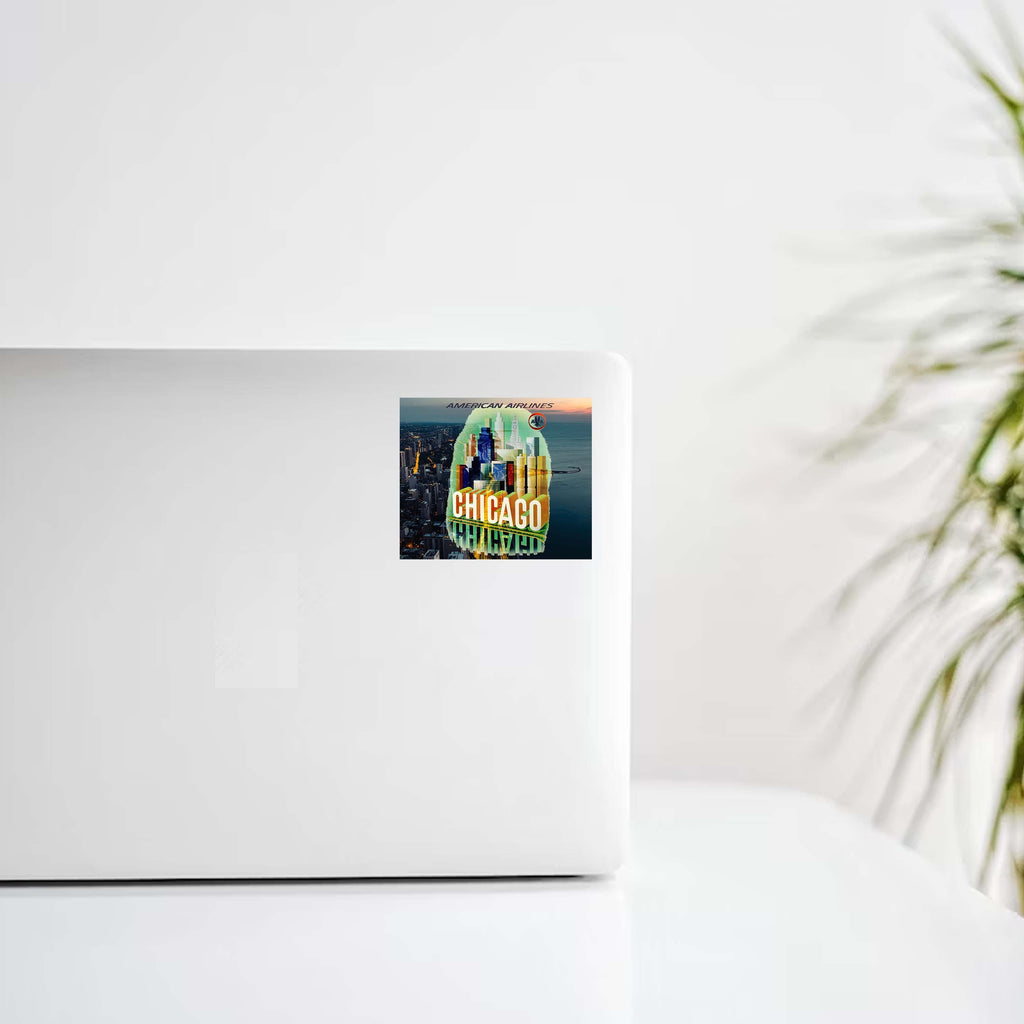 American Airlines Chicago Skyline Design Decal Stickers