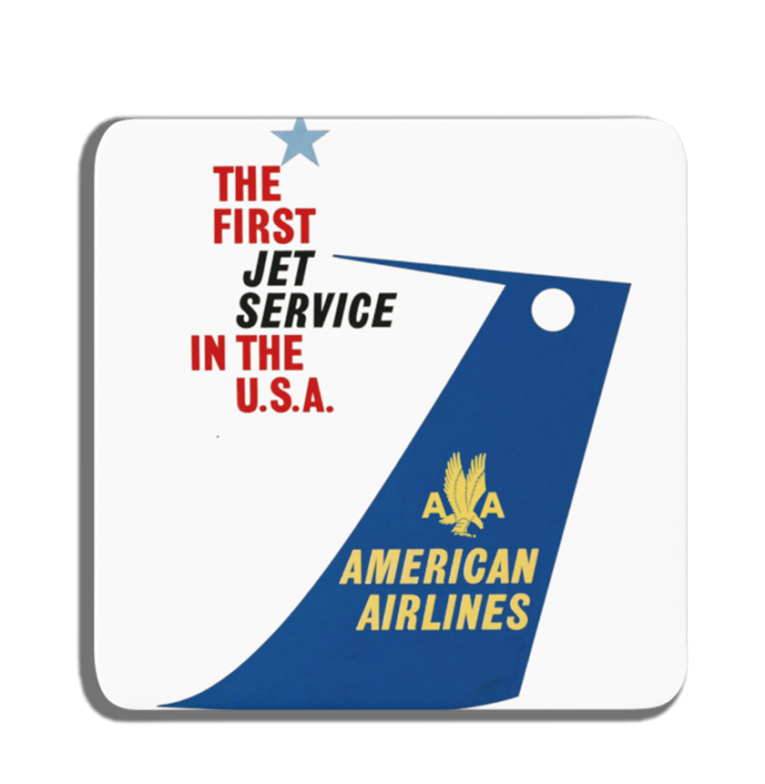 American Airlines - The First Jet Service In The U.S.A - Square Sandstone Coaster