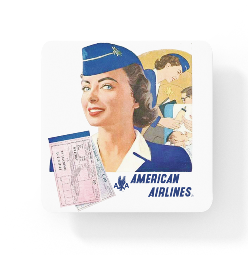 AA 1940's Stewardess -  Square Sandstone Coaster