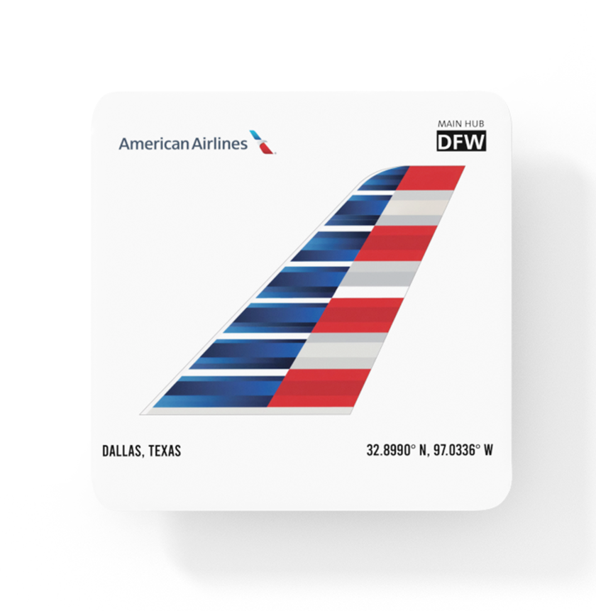 American Airlines DFW Hub -  Square Sandstone Coaster
