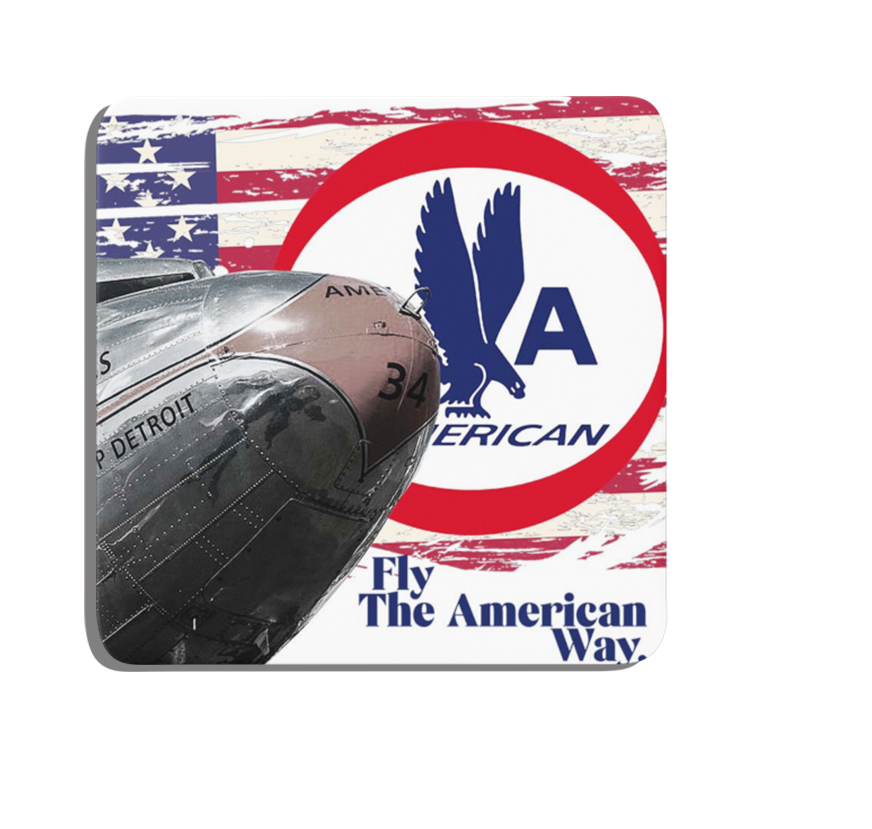 American Airlines - Fly The American Way - Square Sandstone Coaster
