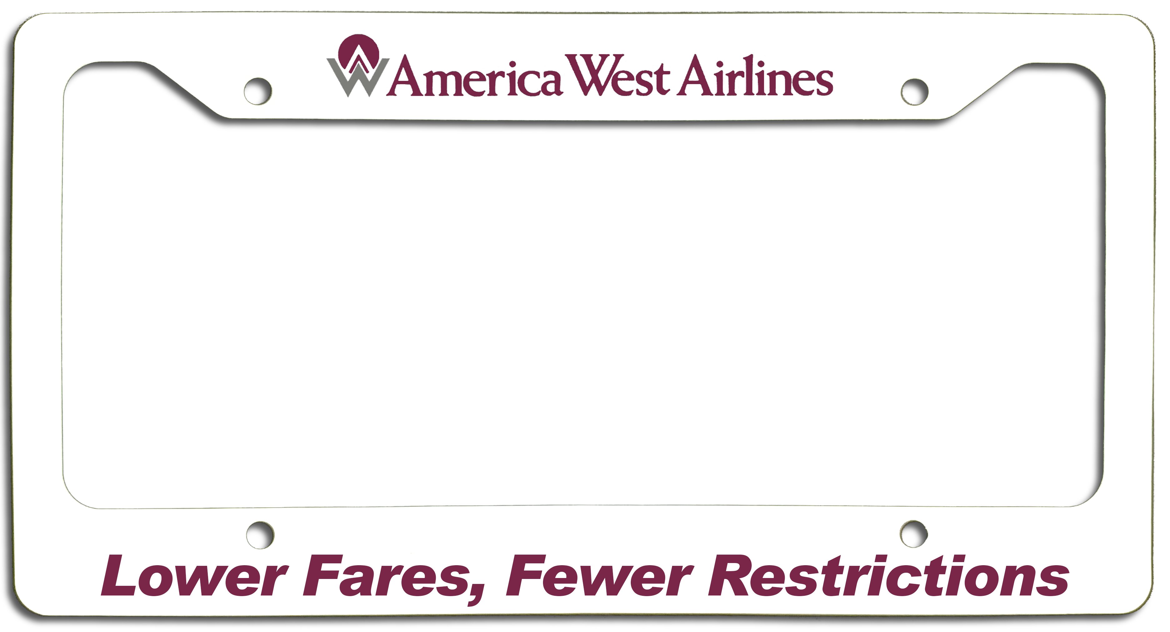 America West Airlines Lower Fares, Fewer Restrictions License Plate Frame