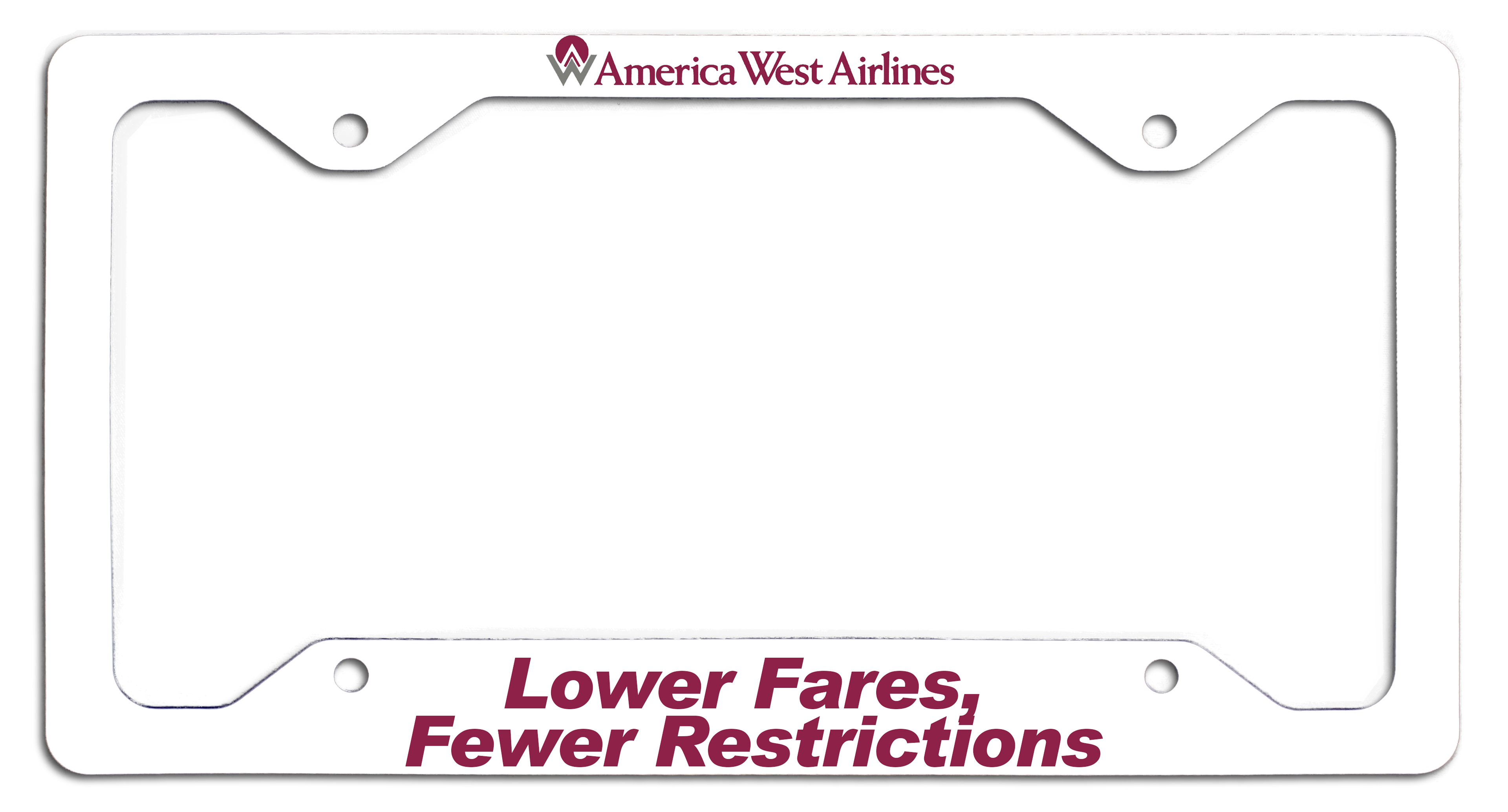 America West Airlines Lower Fares, Fewer Restrictions License Plate Frame