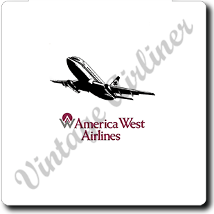 America West 737 Logo Square Sandstone Coaster