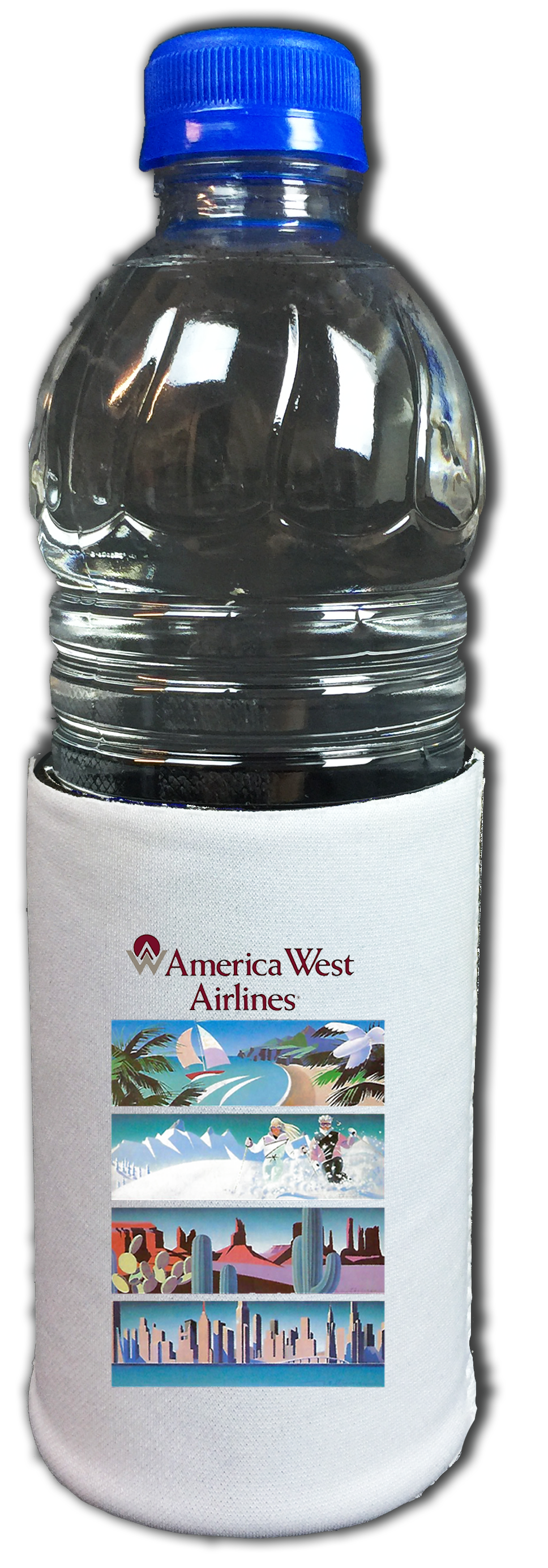 America West Vintage Timetable Bag Sticker Beverage Wrap