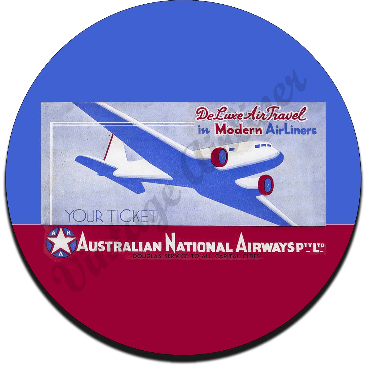 Australian National Airways Vintage Sandstone Coaster