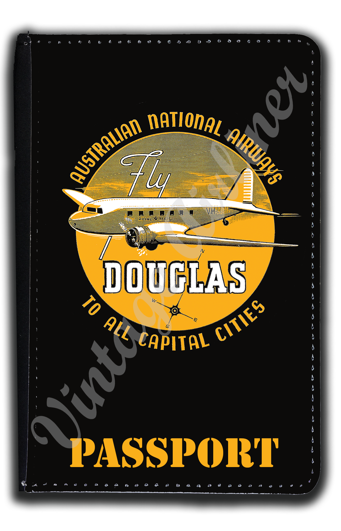 Australian National Airways 1930's Vintage Bag Sticker Passport Case