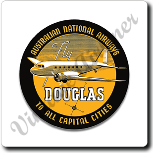 Australian National Airways 1930's Square Sandstone Coaster