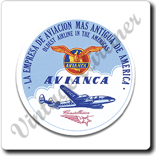 Avianca 1950's Vintage Square Sandstone Coaster