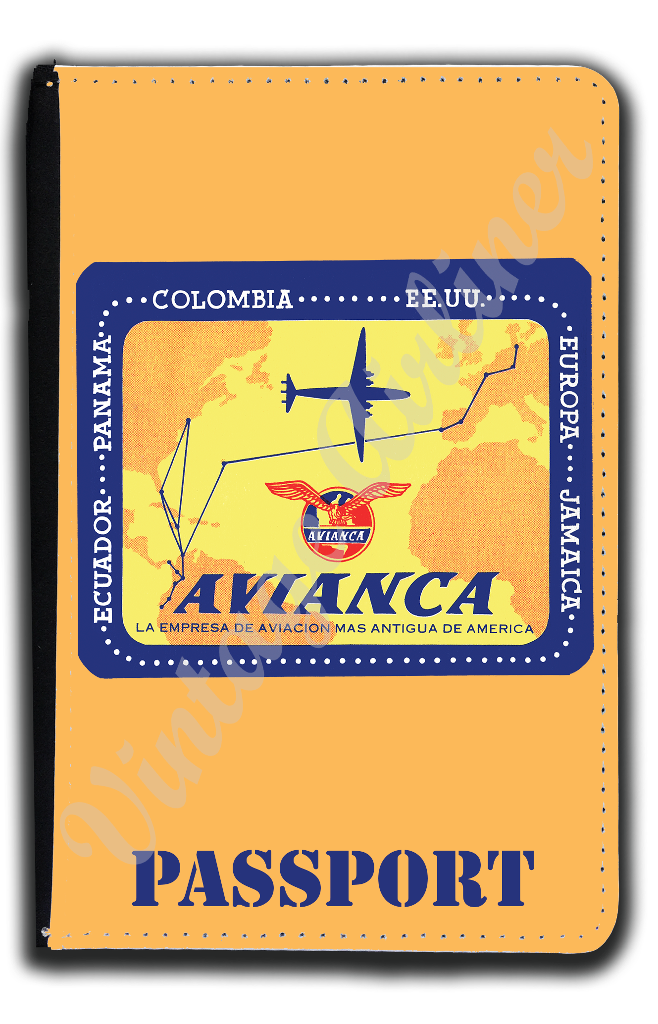 Avianca Airlines 1940's Vintage Bag Sticker Passport Case