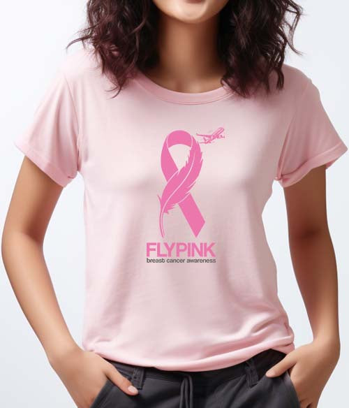 Feather Fly Pink Breast Cancer Awareness Lightweight Unisex T-shirt
