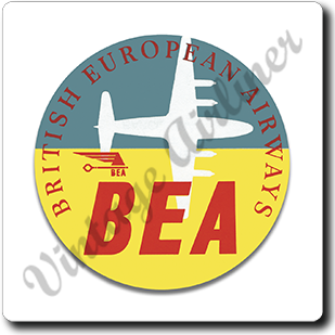 British European Airways 1950's Vintage Square Sandstone Coaster
