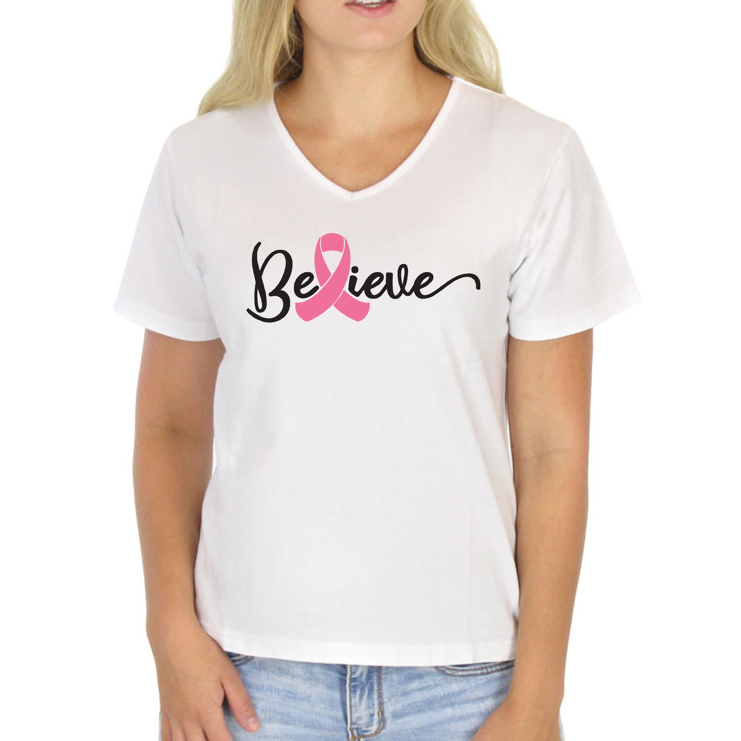 BELIEVE Breast Cancer Awareness Lightweight Unisex T-shirt