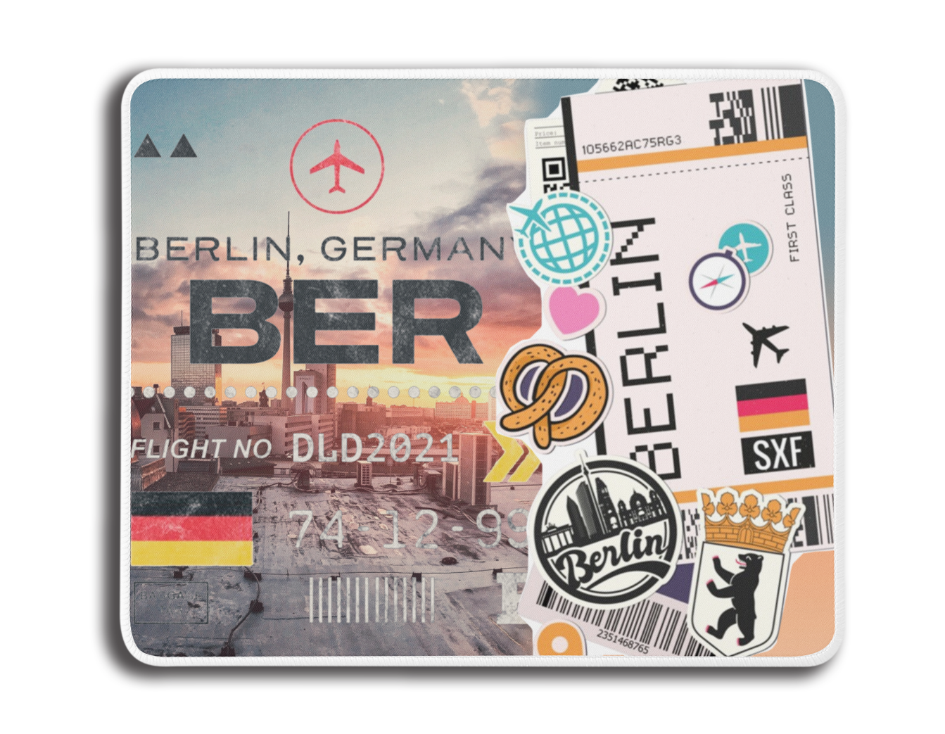 Ticket To Berlin Collage Mousepad