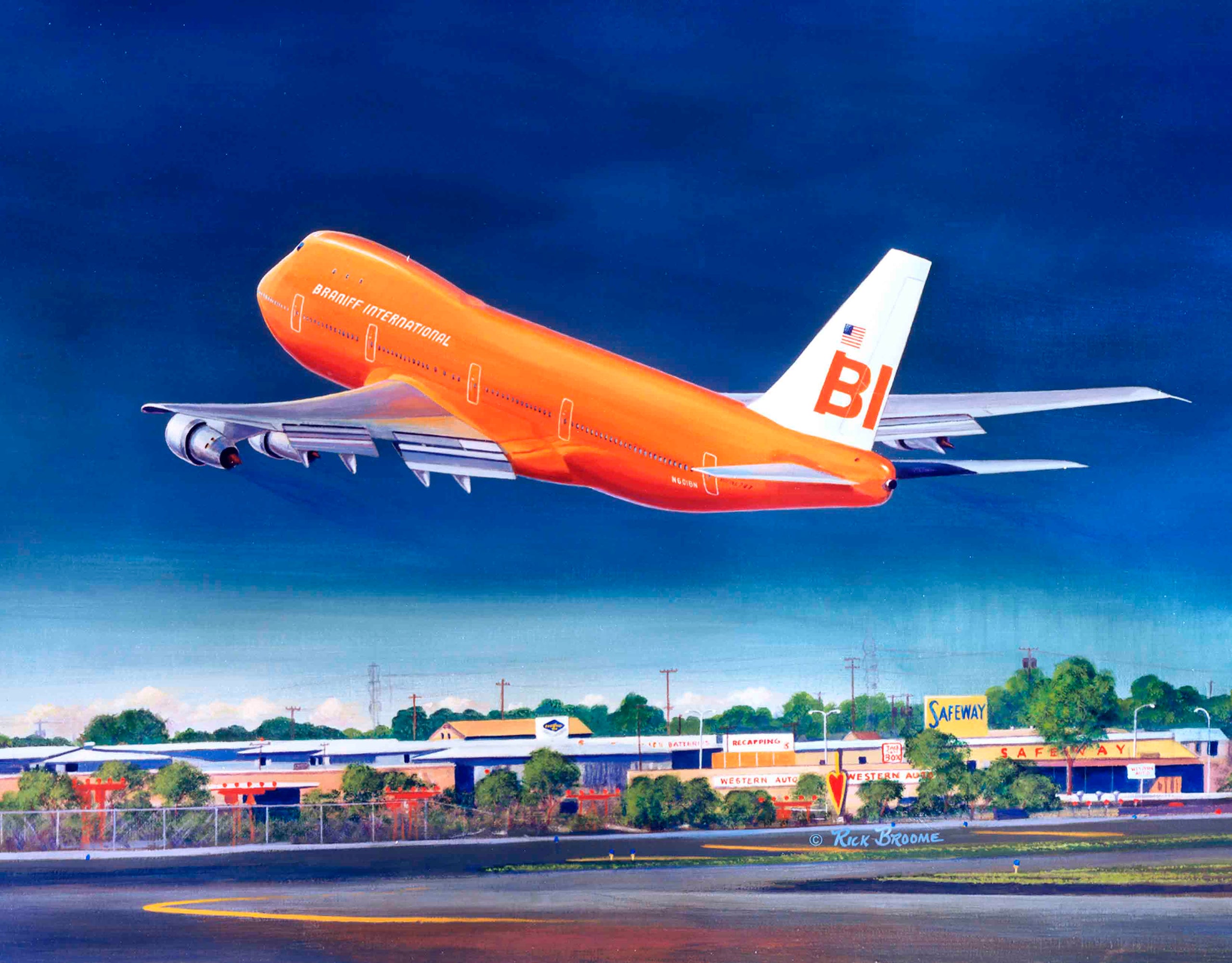Braniff 747 Note Card by Rick Broome