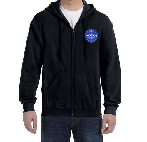 Pan Am Zipped Hooded Sweatshirt Embroidered