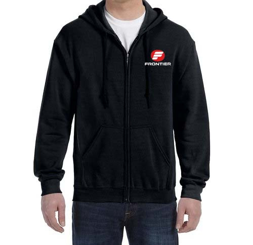 Old Frontier Airlines Zipped Hooded Sweatshirt Embroidered