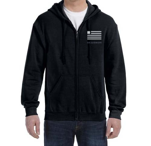 US Airways Zipped Hooded Sweatshirt Embroidered