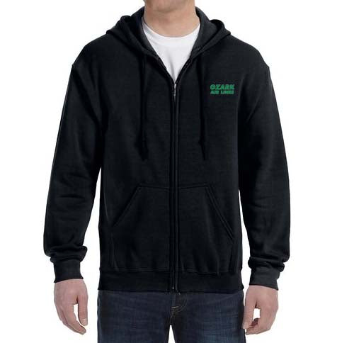Ozark Airlines Logo Zipped Hooded Sweatshirt Embroidered
