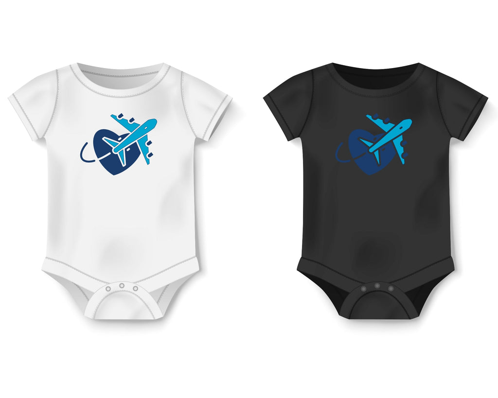 Valentine Blue Heart With Plane Infant Onesie