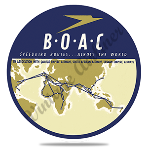 British Overseas Airways Corporation (BOAC) 1950's Vintage Round Sandstone Coaster