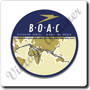 British Overseas Airways Corporation (BOAC) 1950's Vintage Square Sandstone Coaster
