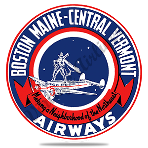 Boston Maine-Central Vermont Airways Vintage Bag Sticker Round Sandstone Coaster