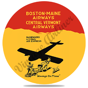 Boston-Maine Airways and Central Vermont Airways 1935's Timetable Cover Round Sandstone Coaster