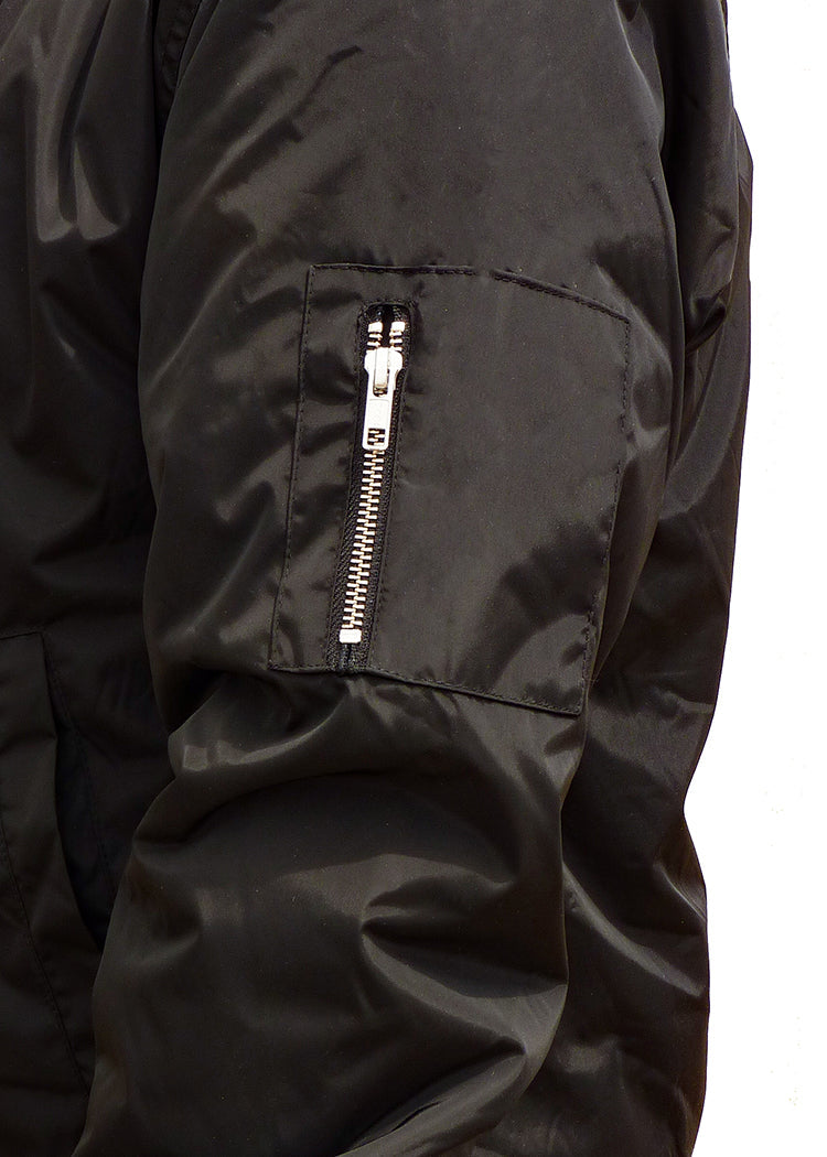 AA 40's Eagle Embroidered Black Bomber Jacket - Nylon