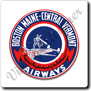 Boston Maine-Central Vermont Airways Vintage Square Sandstone Coaster