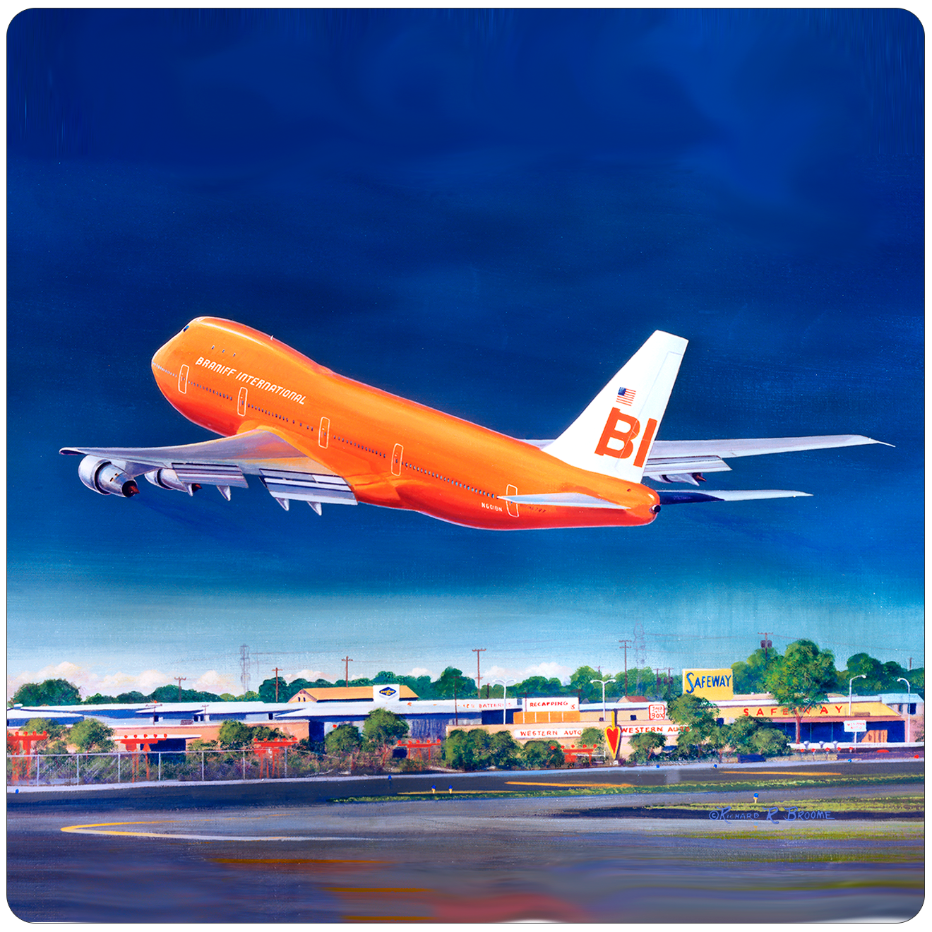 Braniff 747 Square Sandstone Coaster by Rick Broome