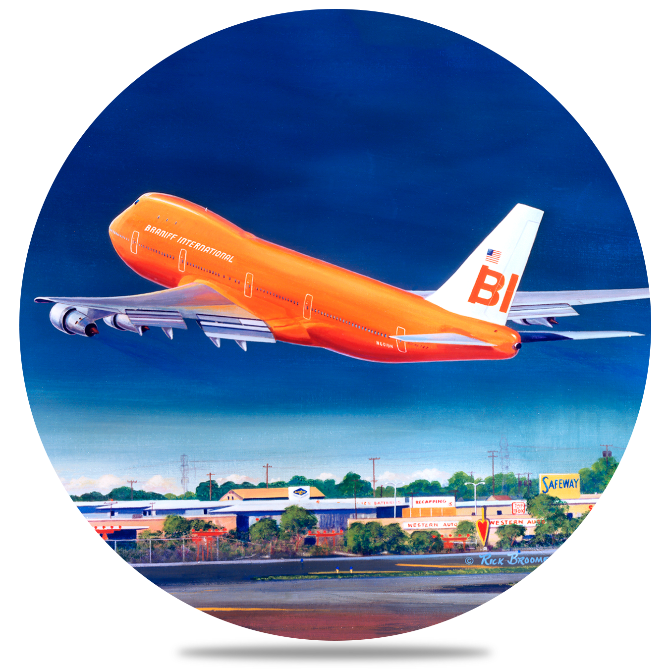 Braniff 747 Round Sandstone Coaster by Rick Broome