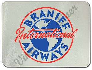 Braniff International Airways 1950's Vintage Bag Sticker Glass Cutting Board