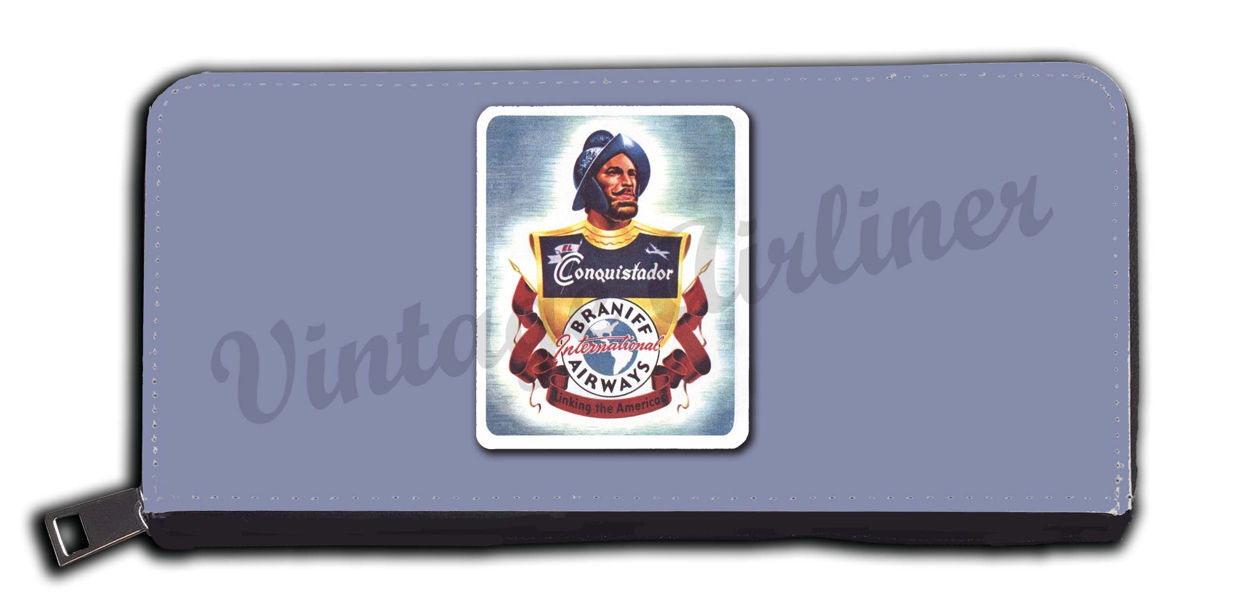 Braniff Airways Vintage Conquistador Bag Tag Sticker Wallet