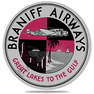 Braniff Vintage Bag Sticker Round Sandstone Coaster