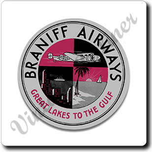 Braniff Vintage Bag Sticker Square Sandstone Coaster