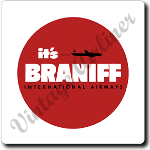 Braniff International 1970's Vintage Square Sandstone Coaster