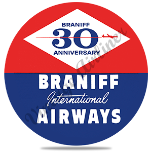 Braniff Airways 30th Anniversary Bag Sticker Round Sandstone Coaster