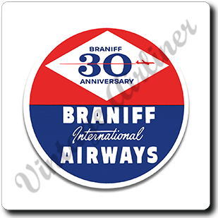 Braniff Airways 30th Anniversary Bag Sticker Square Sandstone Coaster