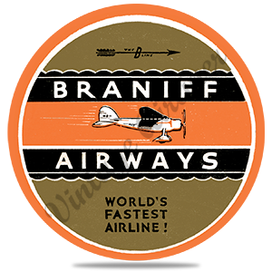 Braniff Airways 1930's Lockheed Vega Round Sandstone Coaster