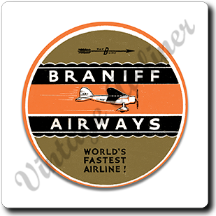 Braniff Airways 1930's Lockheed Vega Square Sandstone Coaster