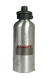 Braniff International 1980's Ticket Jacket Cover Aluminum Water Bottle