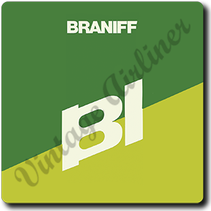 Braniff International 1970's Green Logo Square Sandstone Coaster